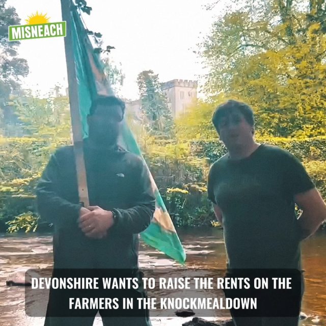 Reáchtáladh agóid i gcoinne an Duke of Devonshire thar an deireadh seachtaine i Lios Mór, Co. Phort Láirge.

Léiríonn an méid atá ag tarlú go bhfuil go leor den phróiseas díchoilínithe le cur i gcríoch go fóill. I ndiaidh 1922 níor bunaíodh an phoblacht a fógraíodh in 1916 agus arís in 1919. 

Bunaíodh dhá stát chaipitleach seicteach an tráth sin. Fágadh na bunstruchtúirí cumhachta agus eacnamaíochta mar a bhí.

Agus tá an tionchar de sin fós le brath anseo i Lios Mór agus i go leor bealaí eile thuaidh agus theas.

Tá sé in am bogadh i dtreo Phoblacht Nua, poblacht ina ndéanfaí fíor-díchoilíniú agus ina mbeadh tailte agus maoin na tíre i seilbh na ndaoine.

— 🇮🇪 —

A protest was held against the Duke of Devonshire over the weekend in Lismore, Co. Waterford.

What is happening shows that much of the process of decolonisation still remains to be completed. After 1922, the republic proclaimed in 1916 and again in 1919 was not established.

Instead, two sectarian capitalist states were created at that time. The fundamental power structures and economics were left as they were.

And the impact of that is still felt here in Lismore and in many other ways, north and south.

It is time to move towards a New Republic, a republic in which real decolonisation would be carried out and in which the land and resources of the country are in the ownership of the people.

#Misneach #MisneachAbú #Gaeilge #Díchoilínigh #Decolonise