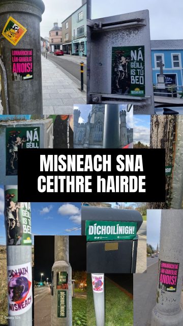 Bhí baill Misneach gníomhach ar fud na tíre le déanaí. 

Má theastaíonn uait páirt a ghlacadh i ngluaiseacht radacah poblachtánach Gaeilge, bígí i dteagmháil linn inniu.

— 🇮🇪 —

Misneach activists have been active across the country in recent weeks.

If you want to be part of a radical republican Irish-language movement, get in touch today.

#MisneachAbú #Dícholínigh #Gaeilge